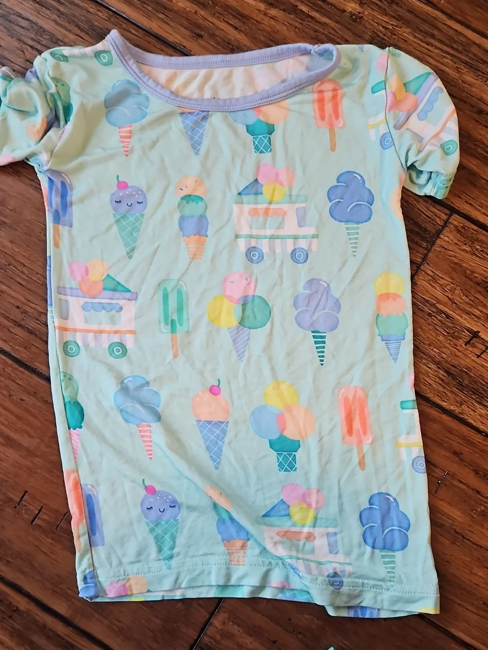 Little Sleepies 4T  Ice Cream Short Sleeve Pajama Set - Light Aqua